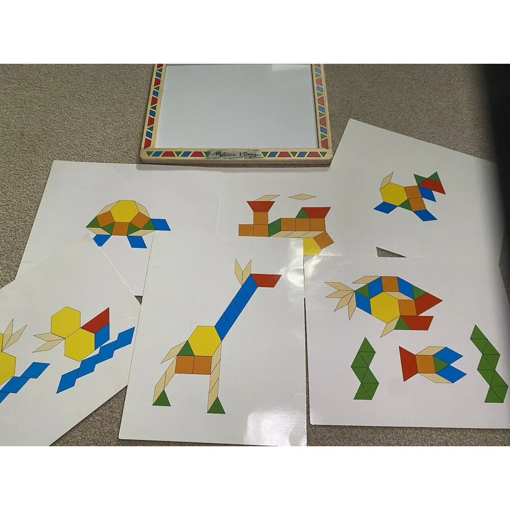 Melissa & Doug Magnetic Pattern Block Kit Wooden Toy 113 Pieces